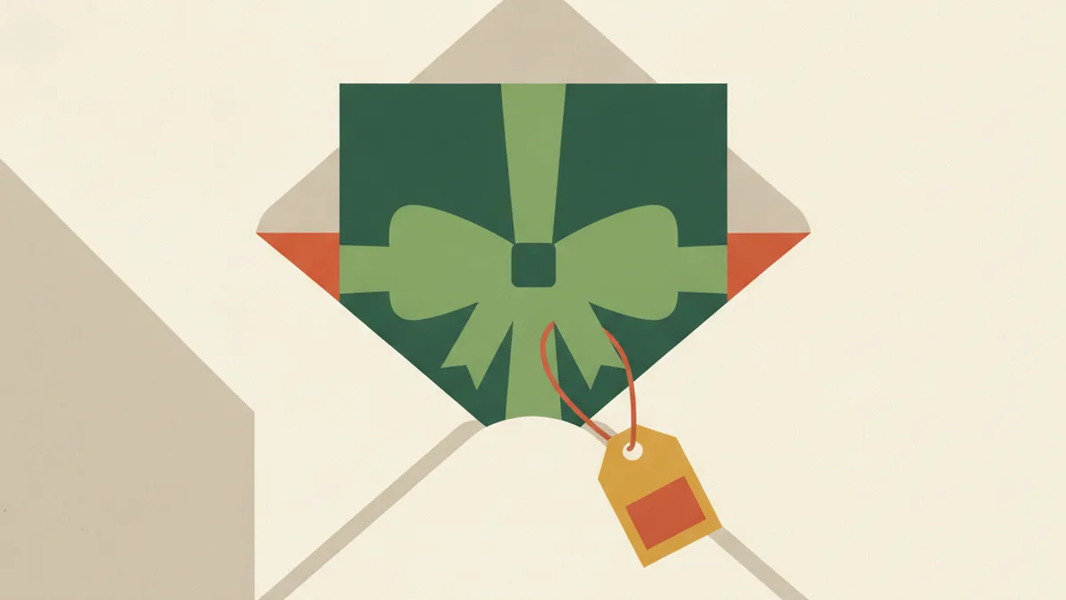 A wrapped gift in a padded envelope